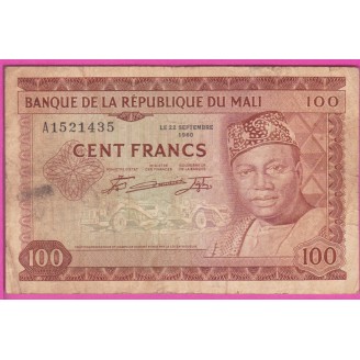 Mali P.7 Etat B+ 100 Francs...
