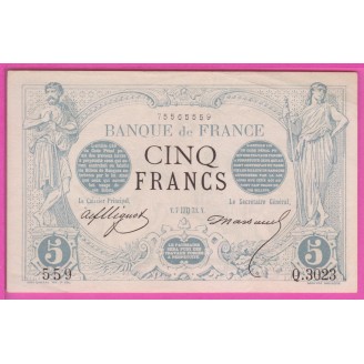 5 Francs Noir 7.8.1873  SUP...