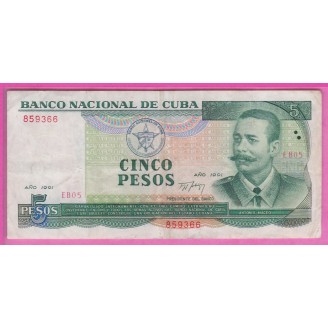 Cuba P.108 Etat TB+ 5 Pesos...