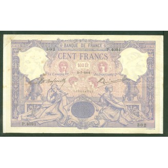 100 Francs Bleu Et Rose...
