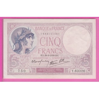 5 Francs Violet Etat SUP- 5...
