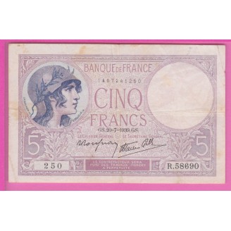 5 Francs Violet Etat TB 5...