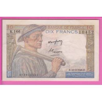 10 Francs Mineur Etat TTB+...
