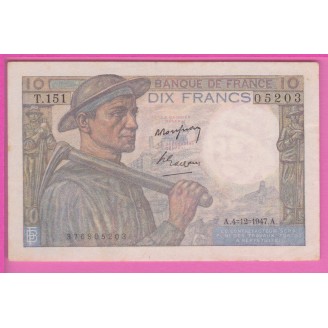 10 Francs Mineur Etat TTB...