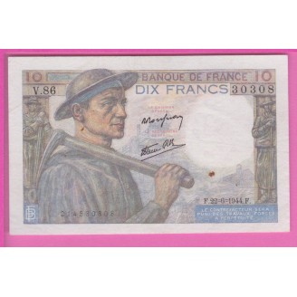 10 Francs Mineur Etat TTB+...