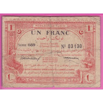 Tunisie P.49 Etat B 1 Franc...