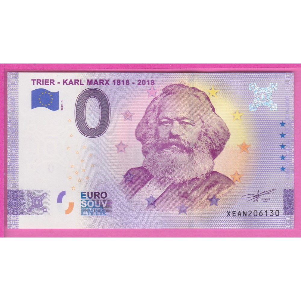 billet touristique XEAN Karl Marx 2018-1 0 Euro Souvenirschein Trier 