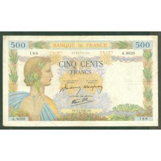 500 Francs La Paix 6-4-1944...
