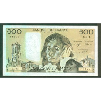 500 Francs Pascal 1-2-1990...