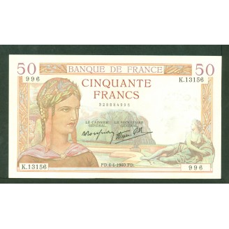 50 Francs Ceres 4-4-1940...