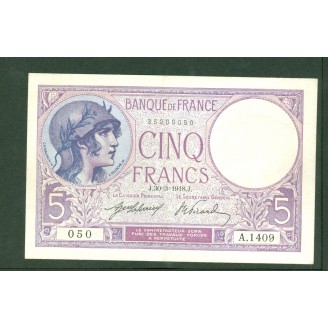 5 Francs Violet 30-3-1918...
