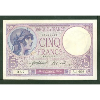 5 Francs Violet 30-3-1918...