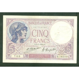 5 Francs Violet 4-1-1924...