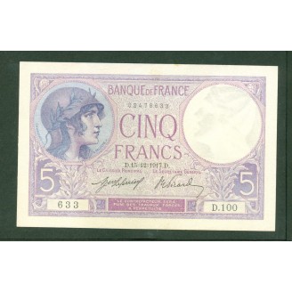 5 Francs Violet 15-12-1917...