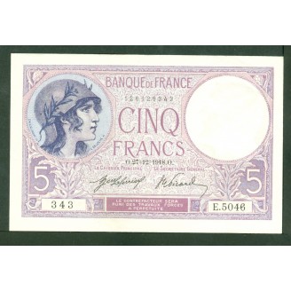 5 Francs Violet 27-12-1918...
