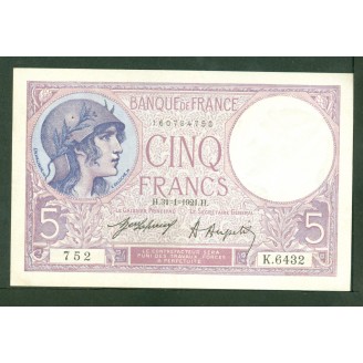5 Francs Violet 31-1-1921...