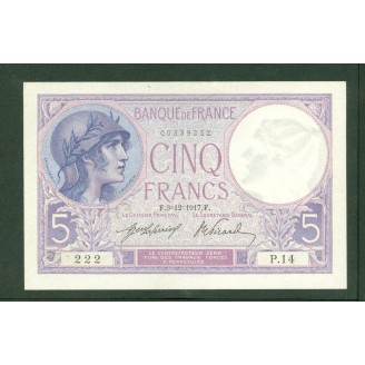 5 Francs Violet 3-12-1917...