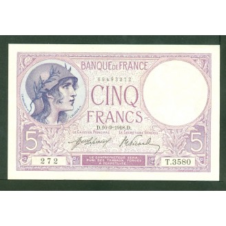 5 Francs Violet 10-9-1918...