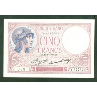 5 Francs Violet 14-9-1933...