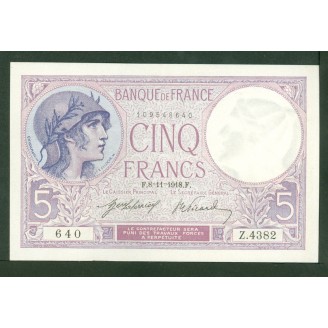 5 Francs Violet 8-11-1918...