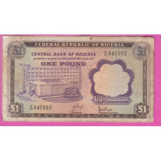 Nigeria 1 Pound P.12a TB 1968