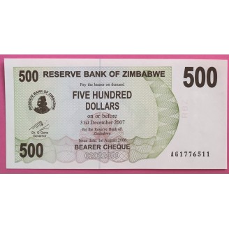 Zimbabwe 500 Dollars P.43...