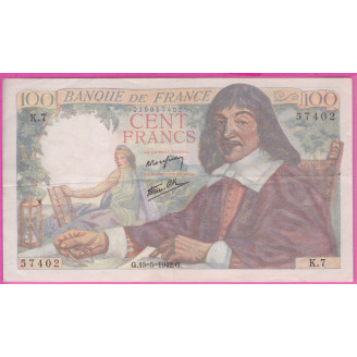 100 Francs Descartes Etat...