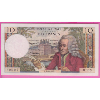 10 Francs Voltaire Etat SUP...