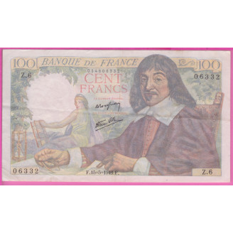 100 Francs Descartes Etat...