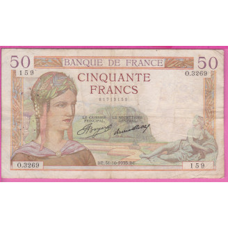 50 Francs Cérès ETAT TB...