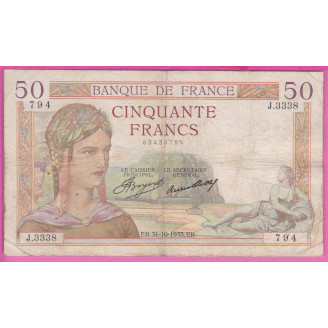 50 Francs Cérès ETAT TB...