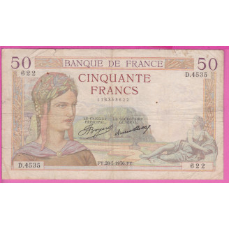 50 Francs Cérès ETAT B+...