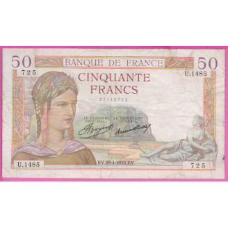 50 Francs Cérès ETAT TB...