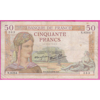 50 Francs Cérès ETAT TB...