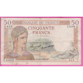 50 Francs Cérès ETAT TB...