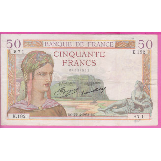 50 Francs Cérès ETAT TTB...