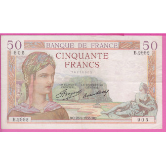 50 Francs Cérès ETAT TTB...