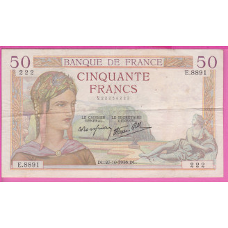 50 Francs Cérès ETAT TTB...