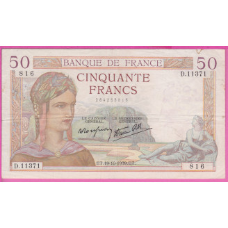 50 Francs Cérès ETAT TTB-...