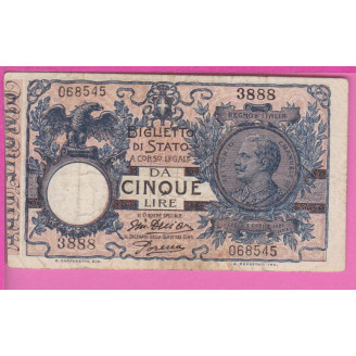 Italie P.23e ETAT TB 5 Lire...