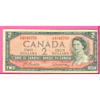 Canada P.76b 2 Dollars B 1954