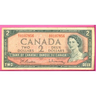 Canada P.76b 2 Dollars B+ 1954