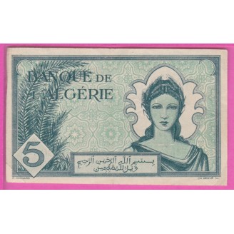 Algérie P.91 TB+ 5 Francs 1942