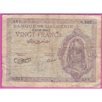 Algérie P.92a B+ 20 Francs...