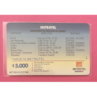 Colombie $5.000 Metrotel...