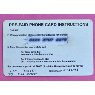 Guyana Telecartes  1000 $...