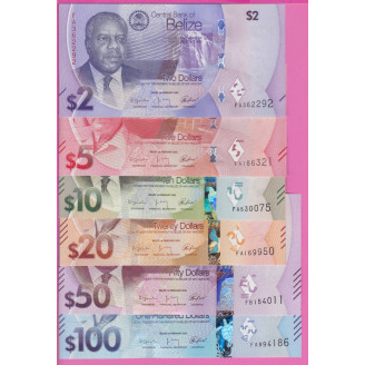 Bélize série de 6 billets...
