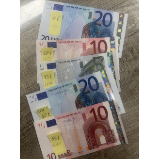Lot de cinq billets Euro...