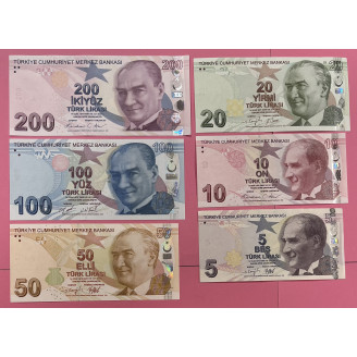 Turquie Série de 6 billets...