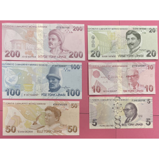 Turquie Série de 6 billets...